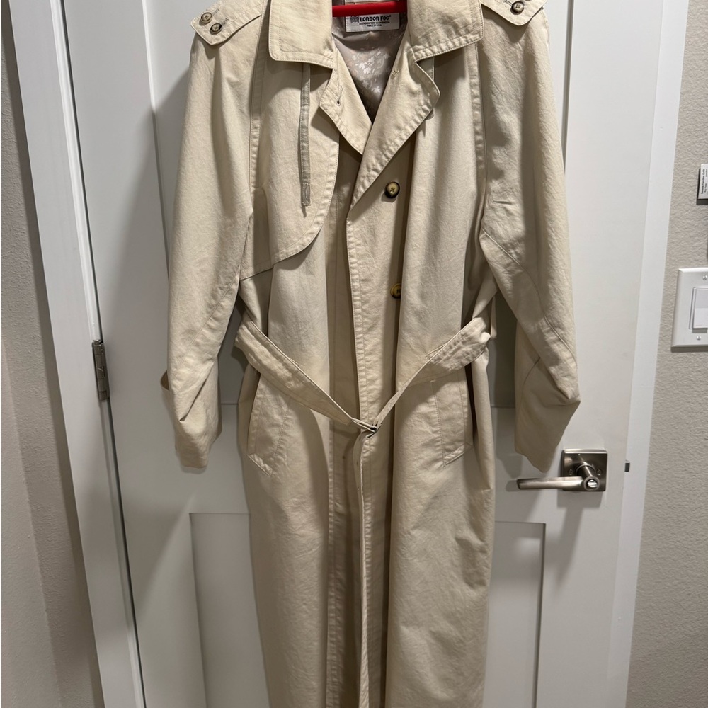 London Fog Cream Trench Coat with Classic Details